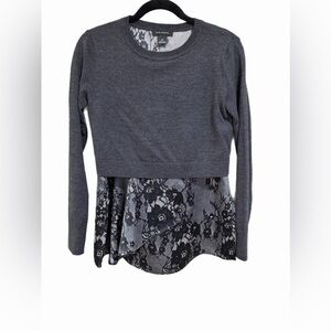 Club Monaco Gray and Black Layered Sweater Top - Size Small